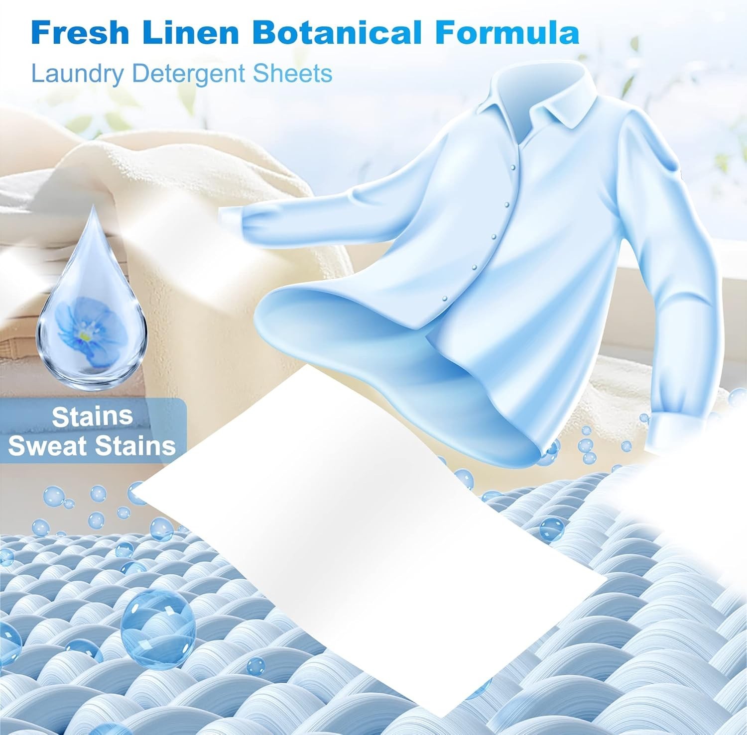 Laundry Detergent Sheets, 200 Sheets Fresh Linen Scent Laundry Sheets-200 Loads