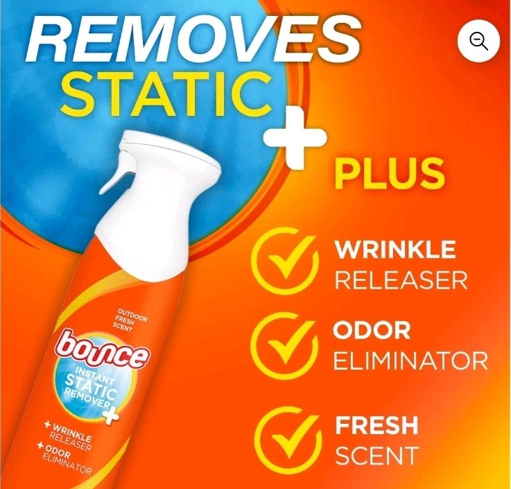 Bounce Rapid Touch-Up 3 in 1 Static Remover, Wrinkle Releaser, 2 Pack.