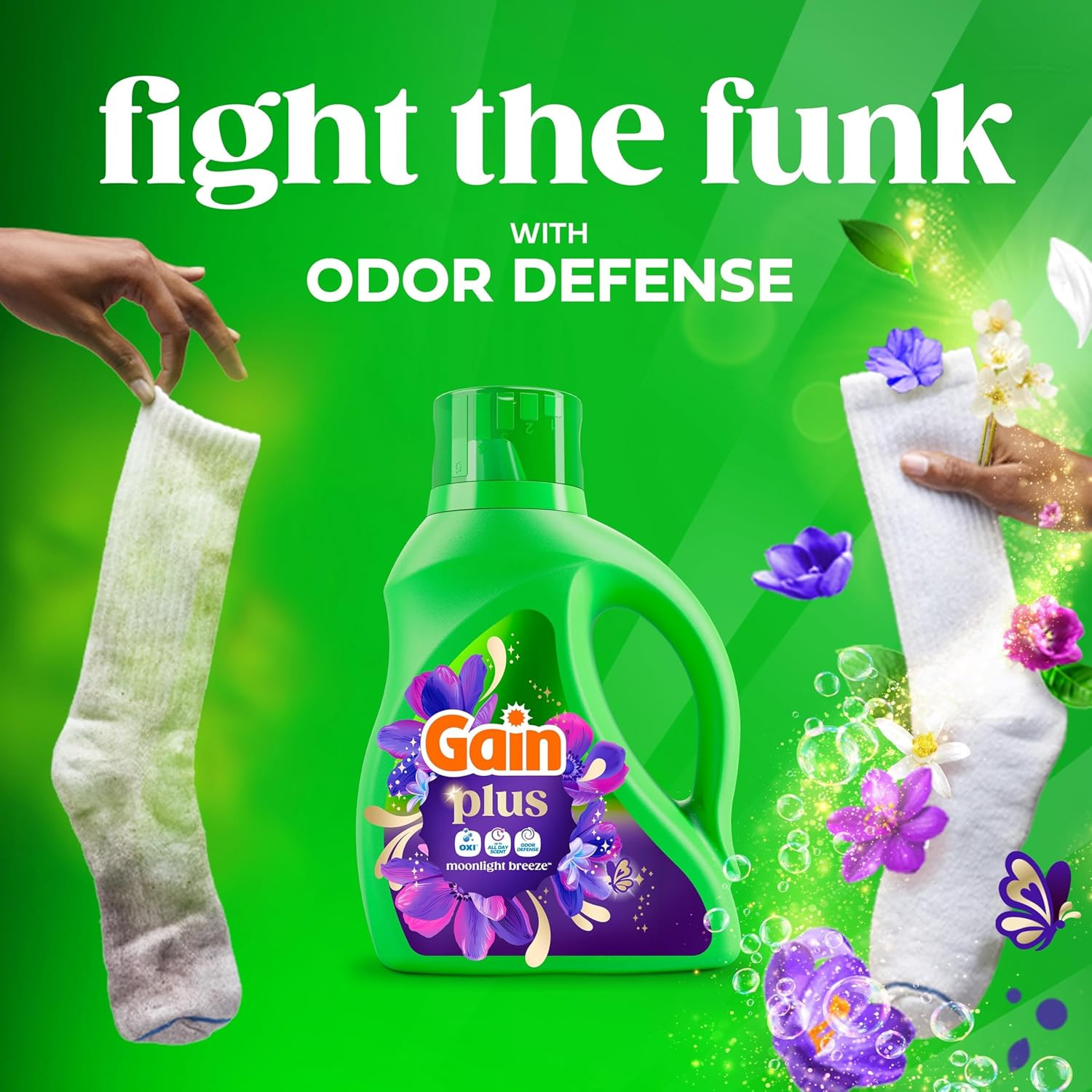 Gain plus Liquid Laundry Detergent, Cleaner, Fresher, Now with Oxi, Moonlight Br
