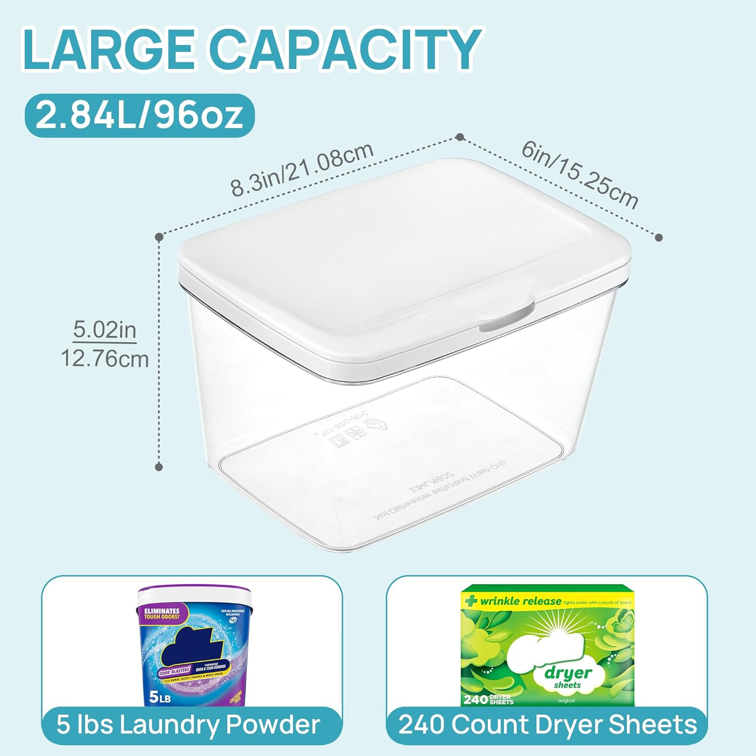 Vtopmart 4 Pack Laundry Pods & Detergent Container, Dryer Sheet Holder | Clear L