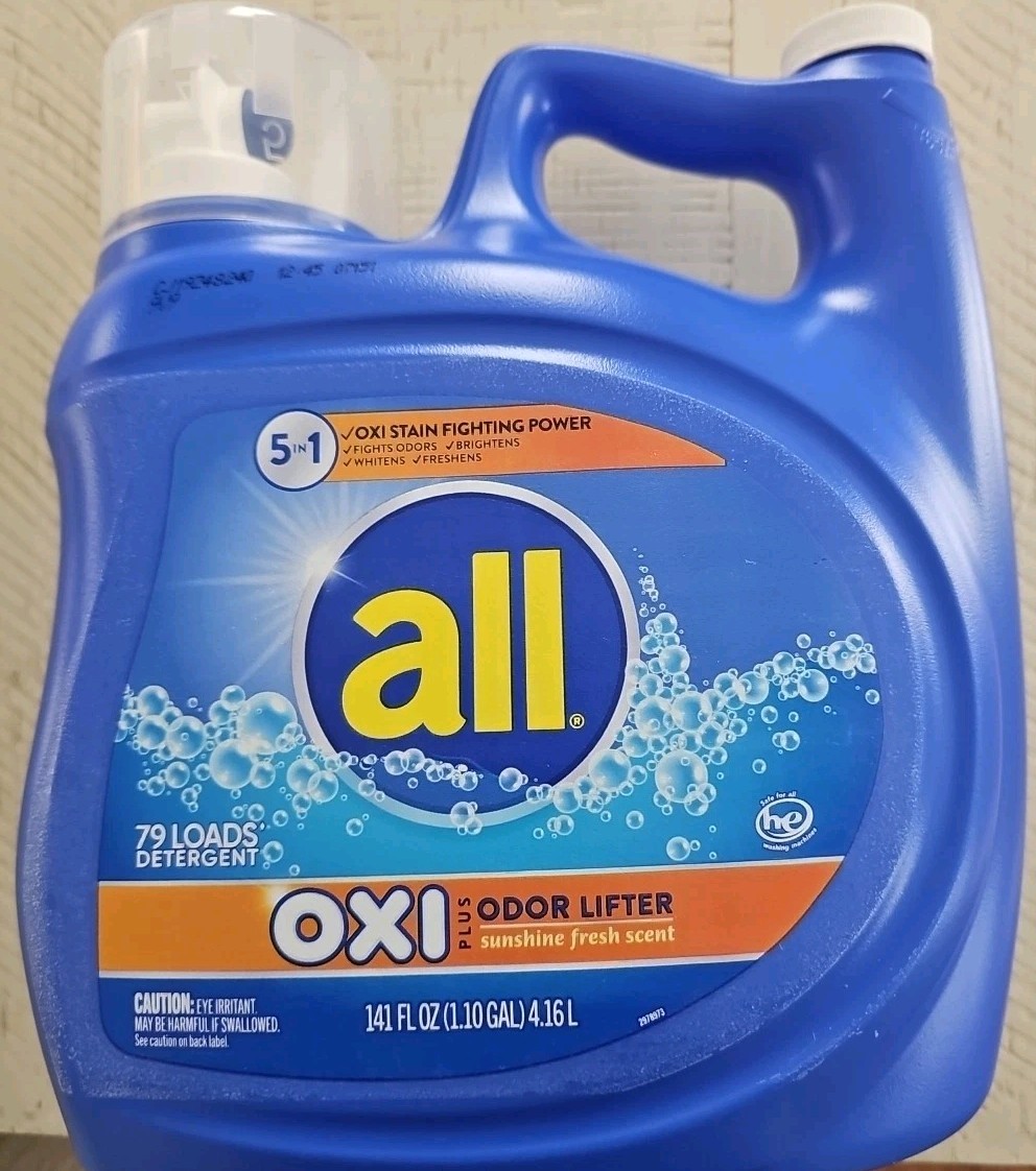 All Liquid Laundry Detergent, Sunshine Fresh Scent OXI Plus Odor Lifter 141 Oz