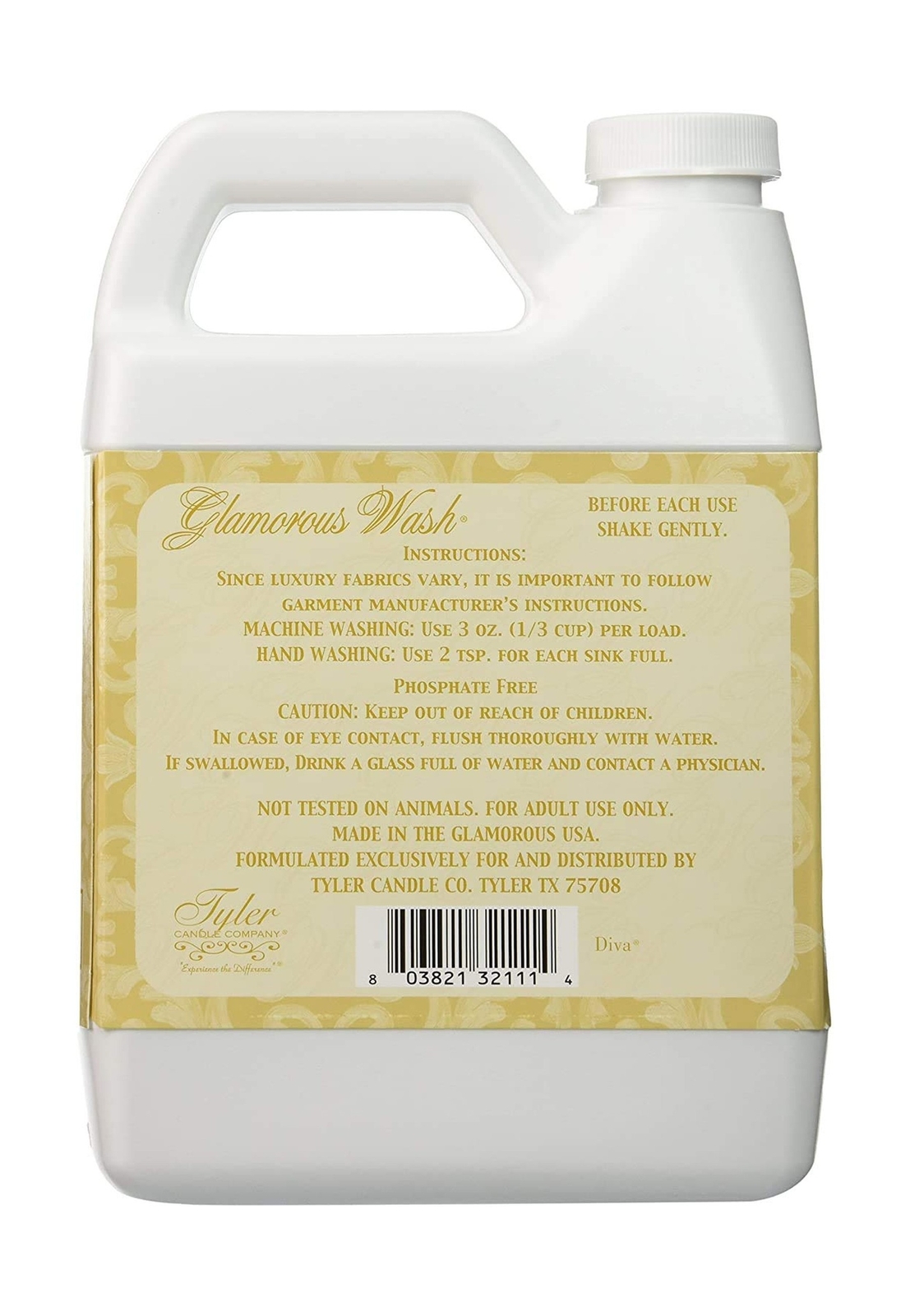 Tyler Glam Wash Laundry Detergent, Diva 907g, Liquid, 32 FL Oz (0.95L) HE Safe