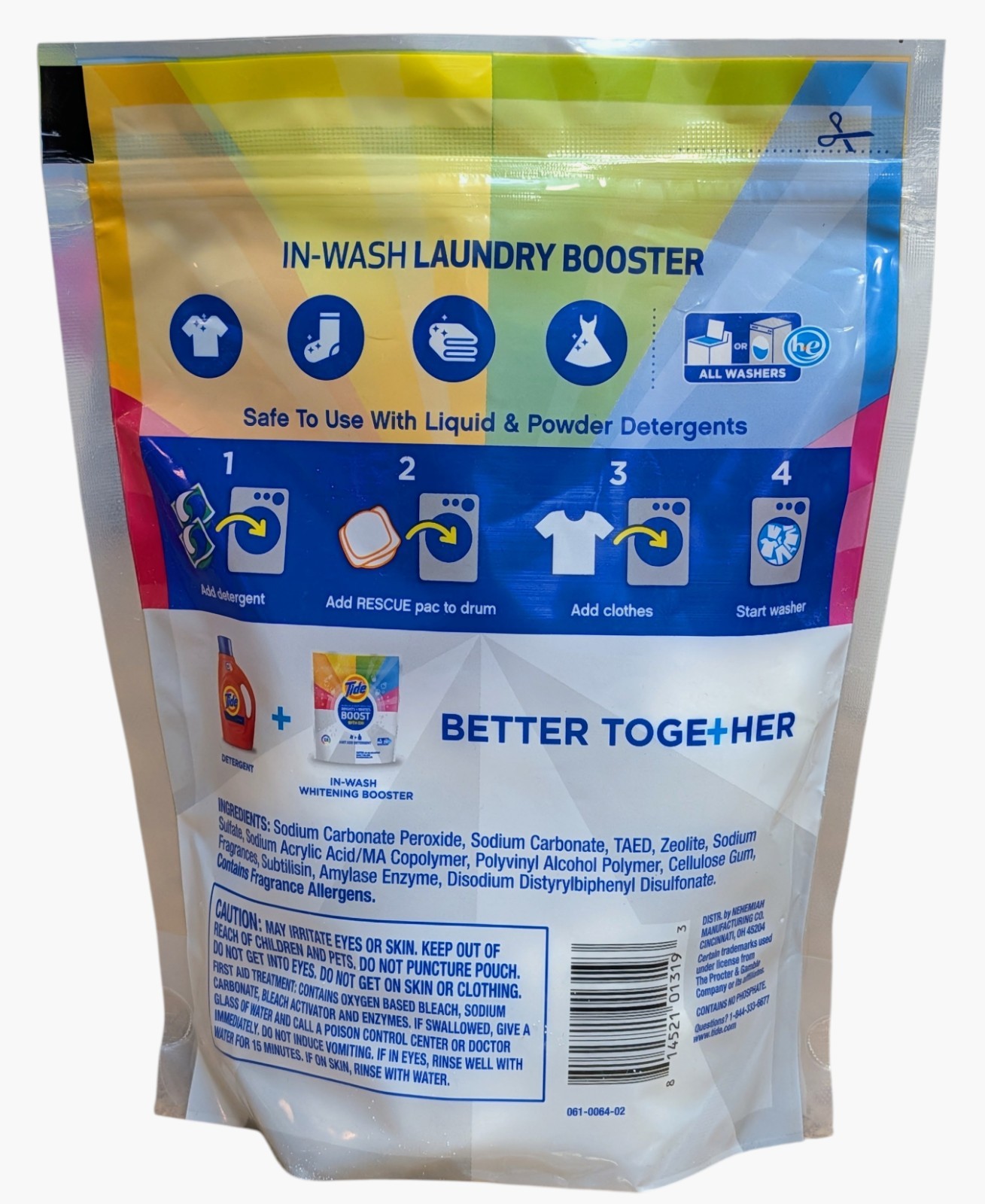 Tide In-Wash Laundry Booster BRIGHTS & WHITES BOOST With Oxi – 18 Packs
