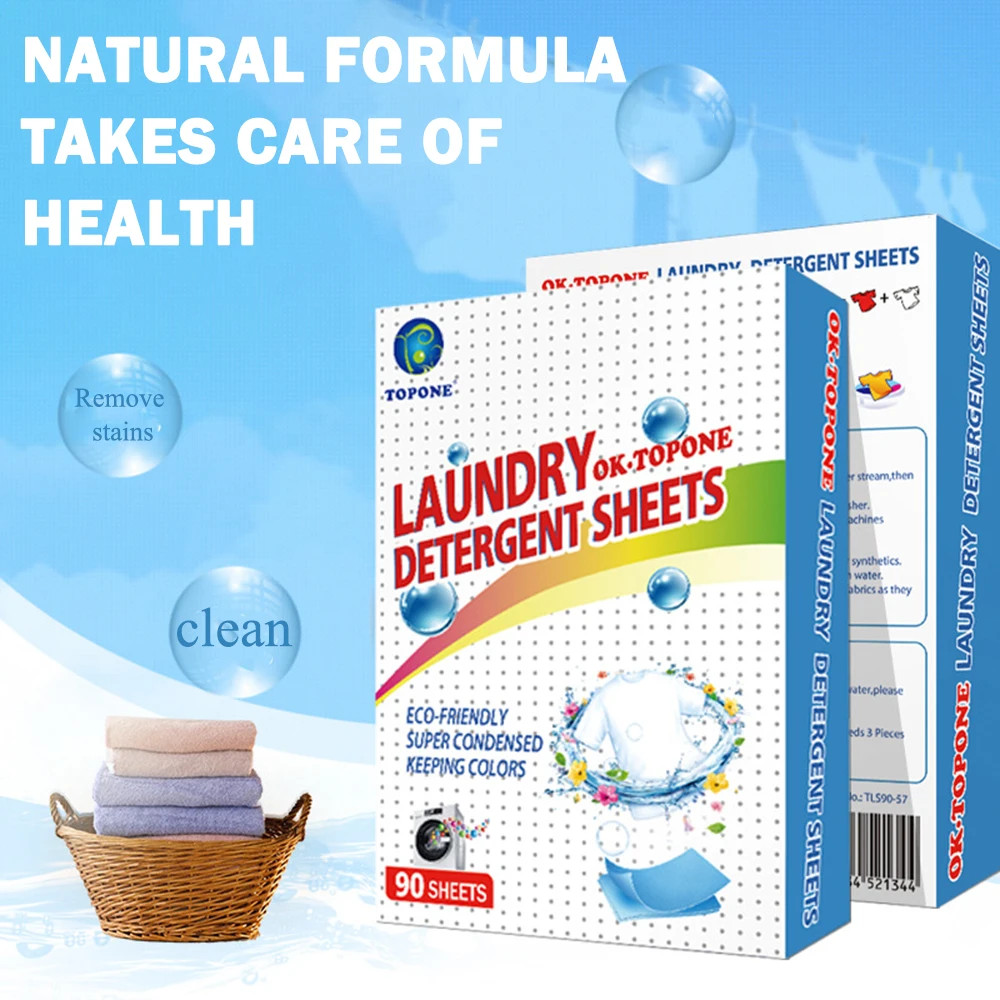 Laundry Detergent Sheets 90 Pcs Eco-friendly Soap No Waste Stain Remover Liquid
