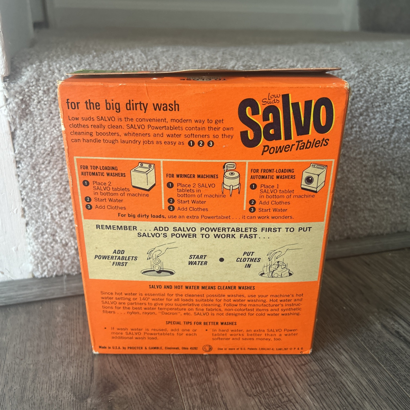 Vintage 1960’s Salvo Laundry Detergent Power Tablets Soap Giant 24 Tablets Rare