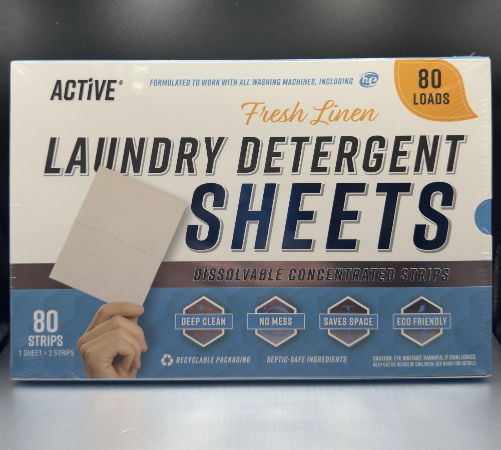 Laundry Detergent Sheets Eco Washing Strips 80 Loads Fresh Linen Scent