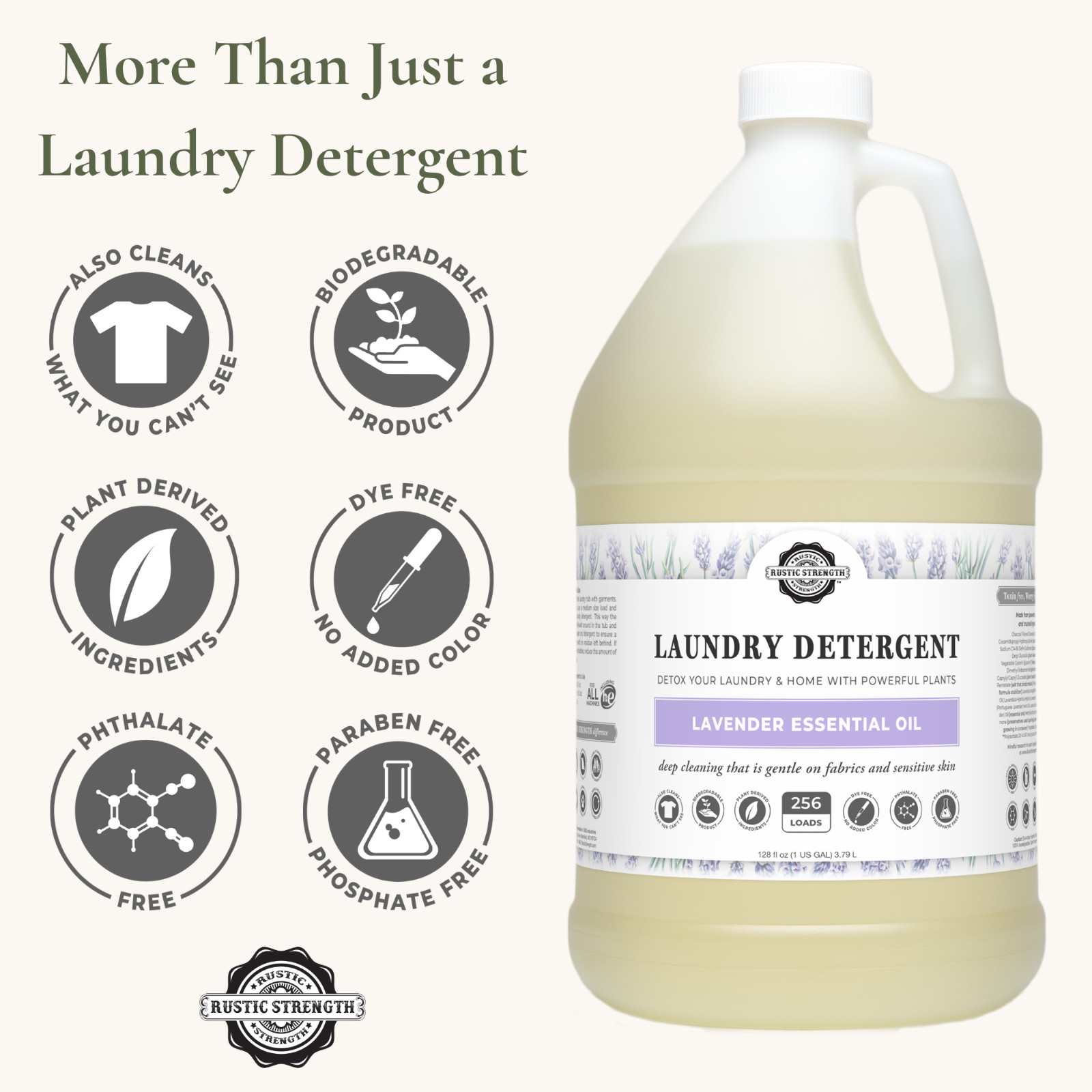 Toxin-Free Laundry Detergent 1 gal | 256 Loads | Plant-Based | Lavender