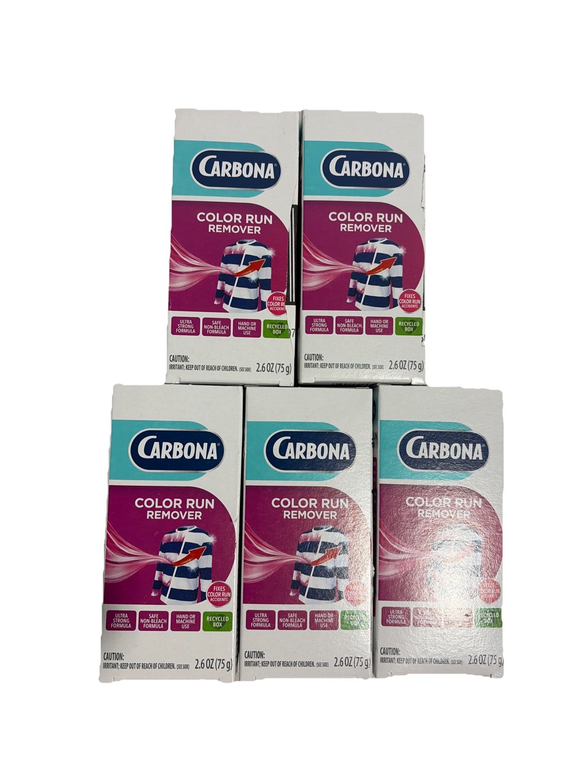 (5 Pack) Carbona COLOR RUN REMOVER Fixes Color Run Accidents Non-Bleach