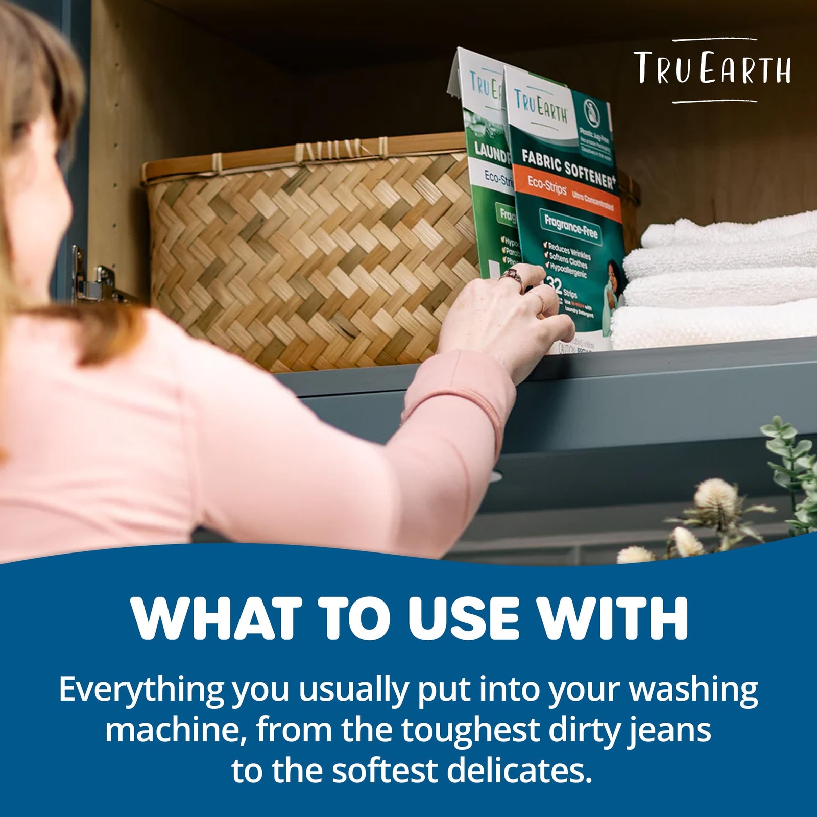 Tru Earth Fabric Softener Eco Strips 32 Count Paraben Free Cube Laundry Solution