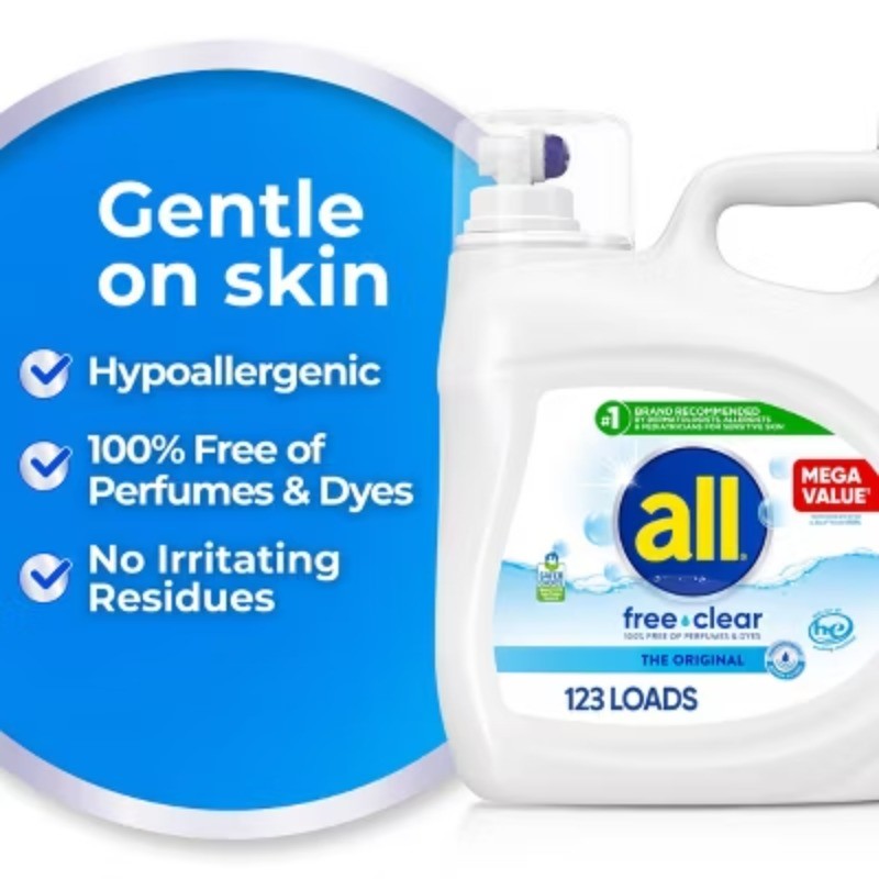 All for Sensitive Skin HE Liquid Laundry Detergent 123 Loads – 154 fl oz