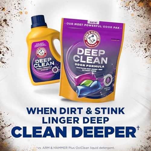 Deep Clean Odor Formula Laundry Detergent Power Paks, Radiant Burst Scent, 60