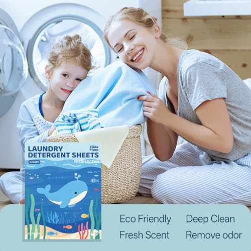 Laundry Detergent Sheets, Fresh Scent – 40 Loads | Plastic-Free, Eco Ocean