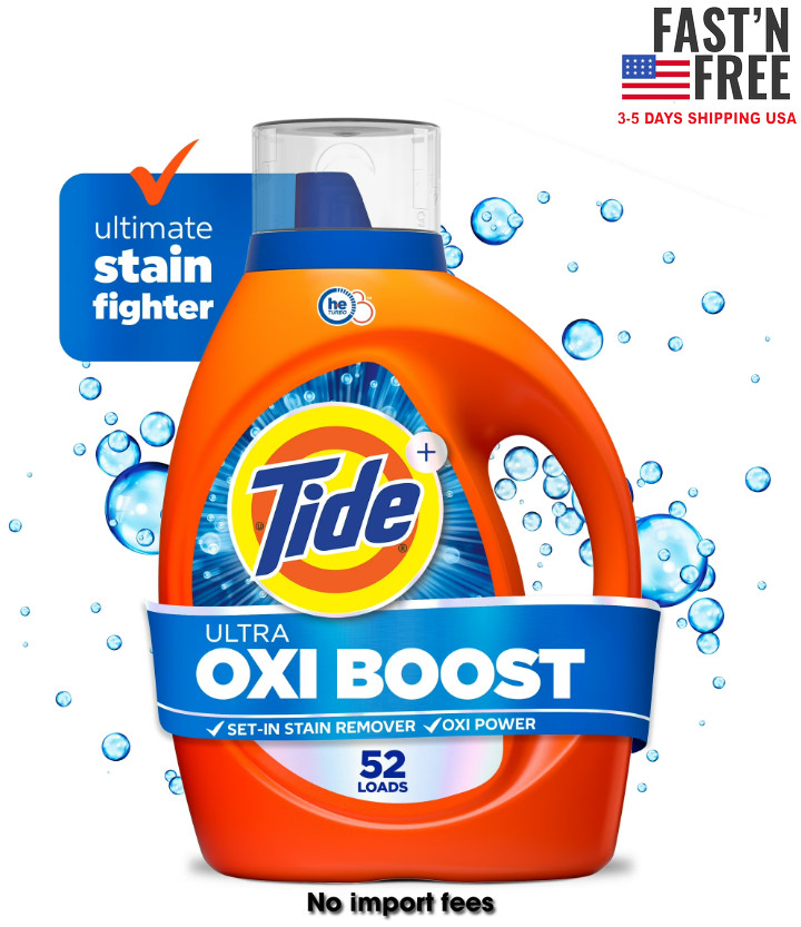 Tide Laundry Detergent Liquid, Ultra Oxi Boost, Stain Remover, 73 fl oz 52 loads