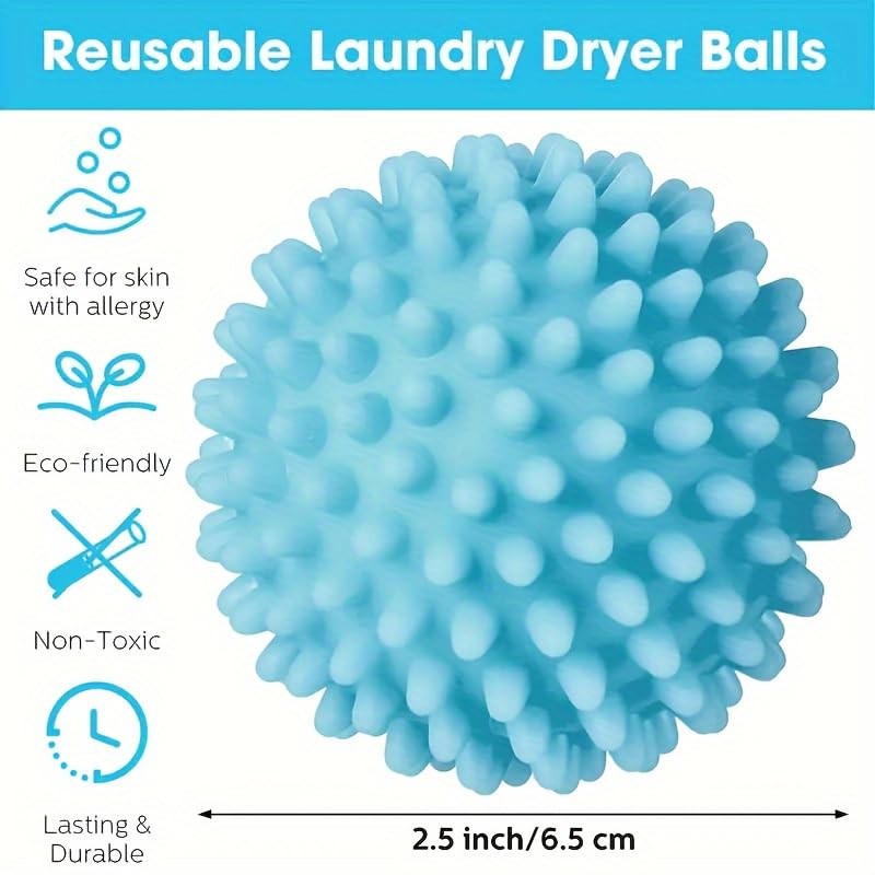 Reusable Laundry Dryer Balls, Sky Blue Plastic Anti-Static Fabric Softener, R…