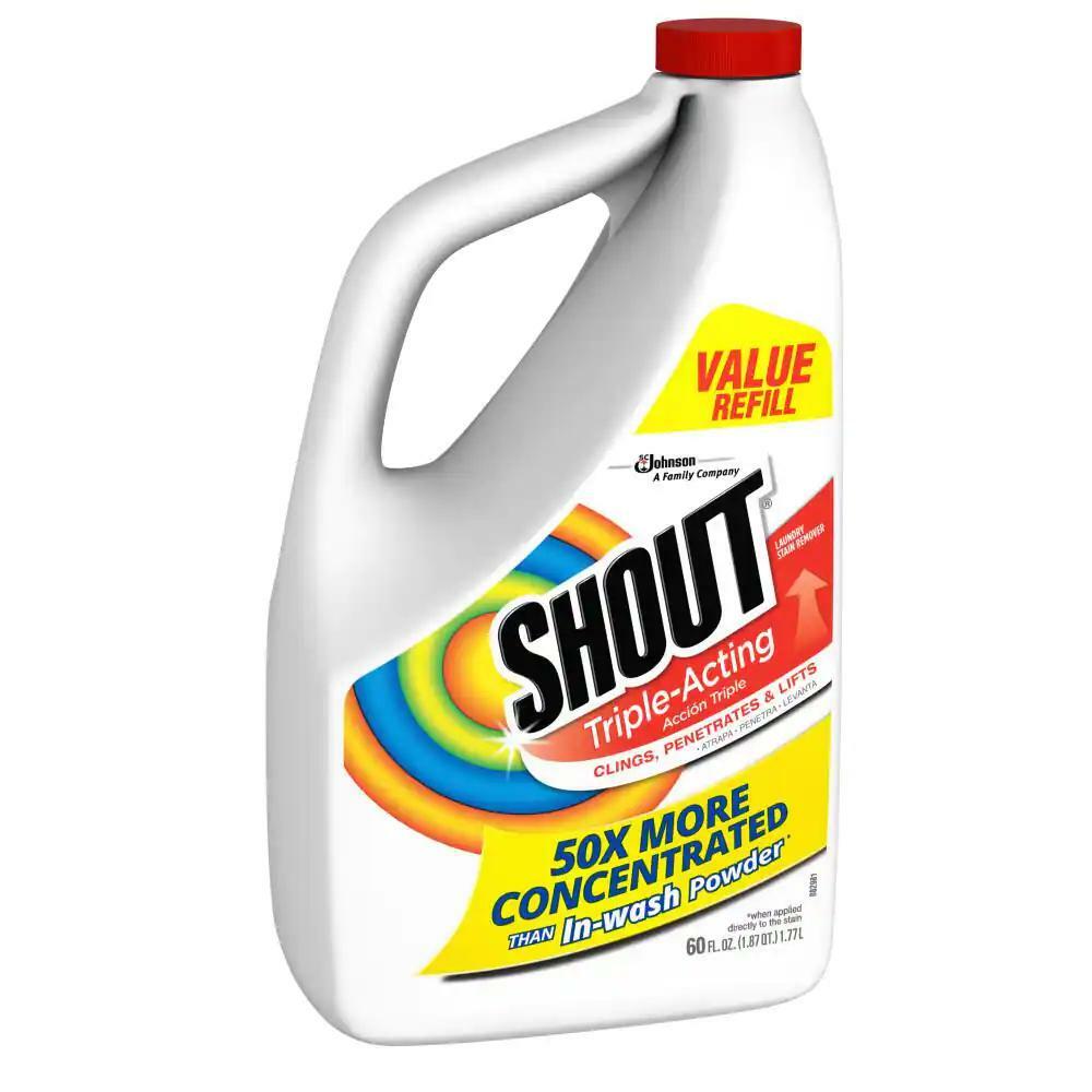 Shout Laundry Stain Remover Refill, Triple-Acting, 60 fl oz 2-pack Combo