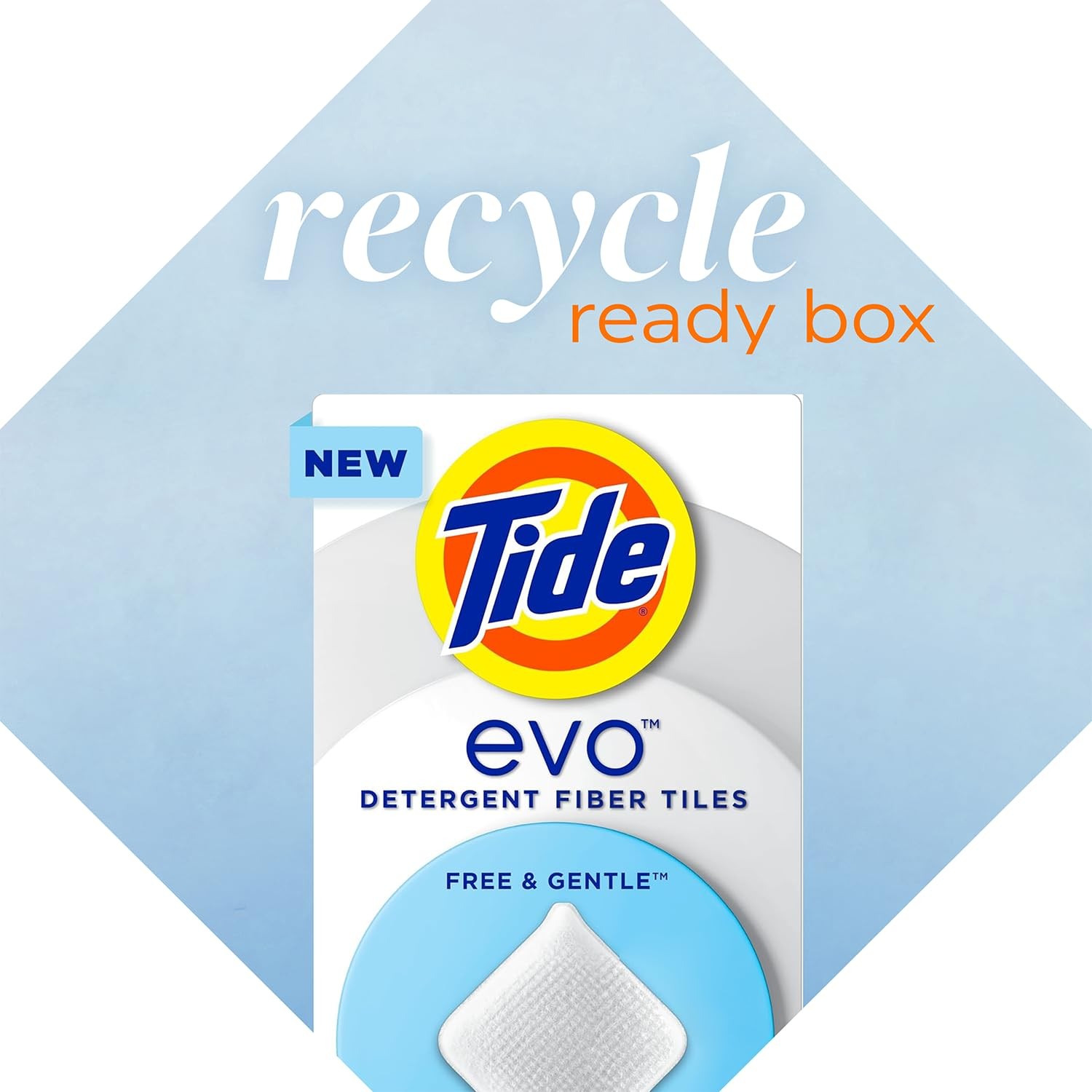 Tide evo Free & Gentle Tiles Fragrance-Free 40 Count (Pack of 1), White
