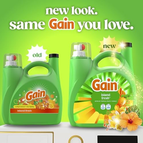 Gain Liquid Laundry Detergent, Island Fresh Scent, 154 fl oz, 107 Loads, HE Safe
