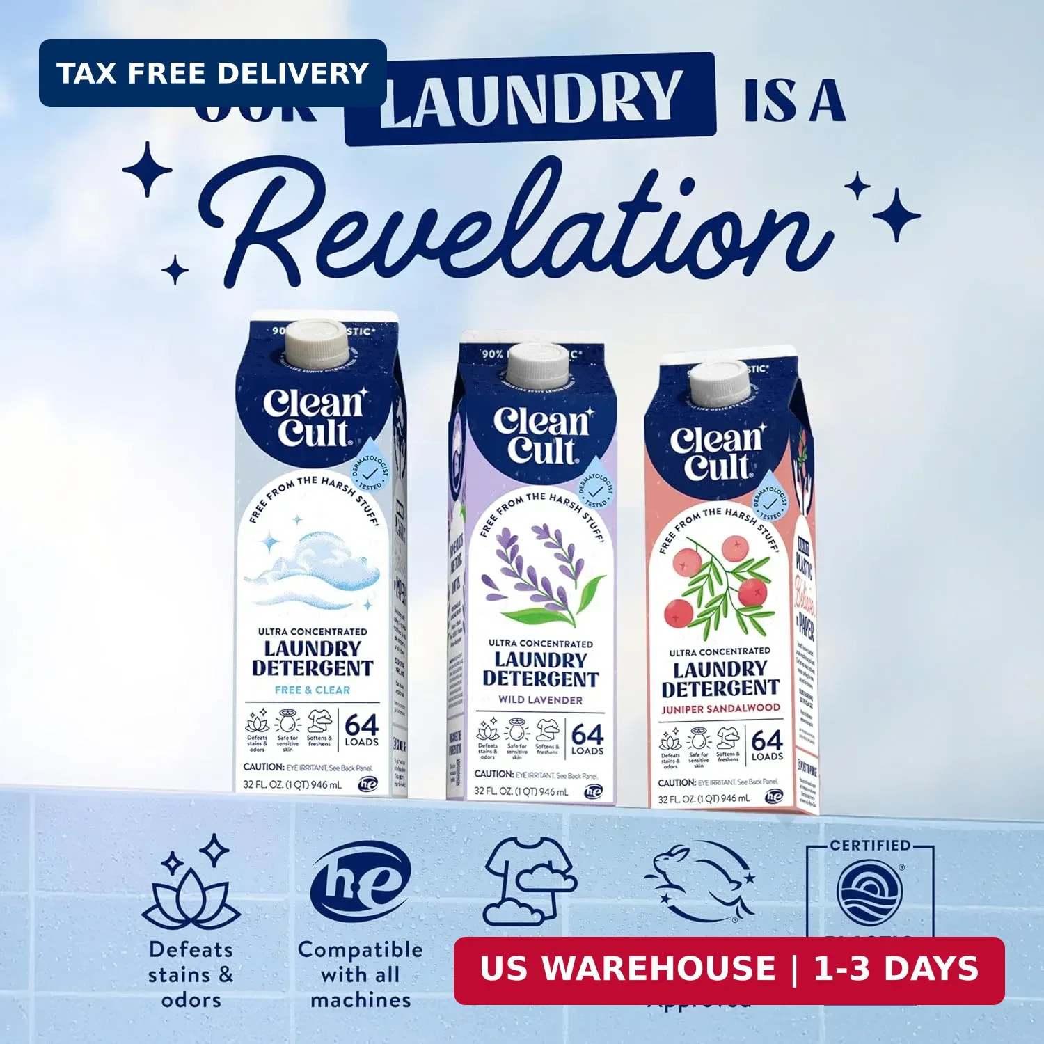 Ultra Concentrated Liquid Laundry Detergent Soap, 64 loads (32 oz), Long Lasting
