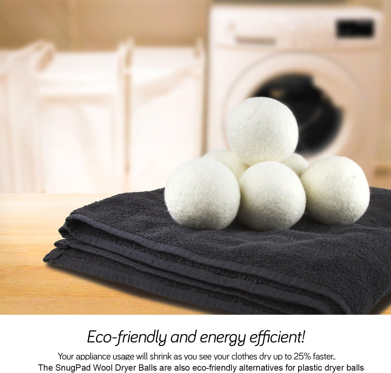 Wool Dryer Balls XL Size 6 Pack, Natural Fabric Softener 100% Organic Premium Ne