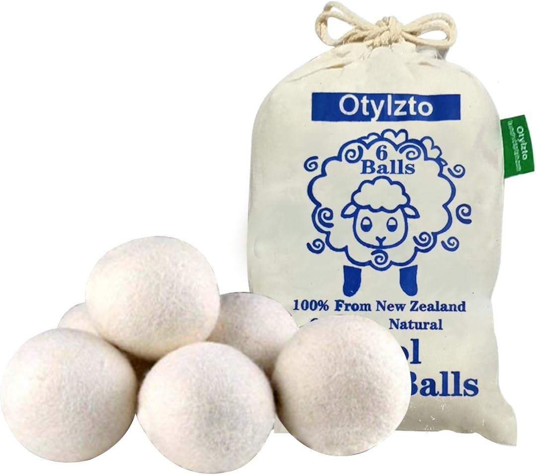 Natural Wool Dryer Balls for Laundry – Save Time and Reduce Wrinkles (6-Pack)