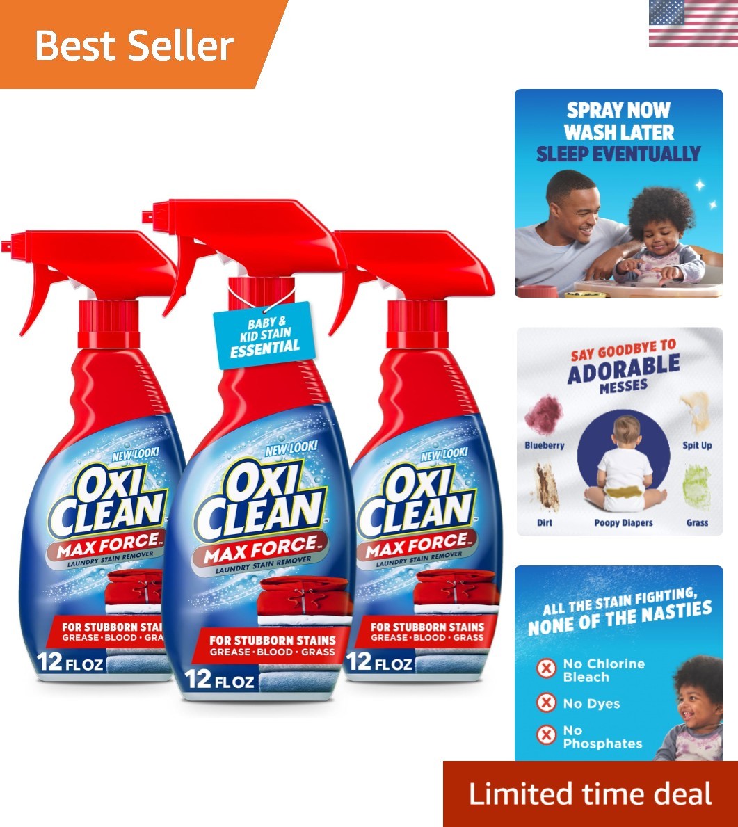 OxiClean Max Force Stain Remover Spray 3 Pack 12oz Laundry Cleaner