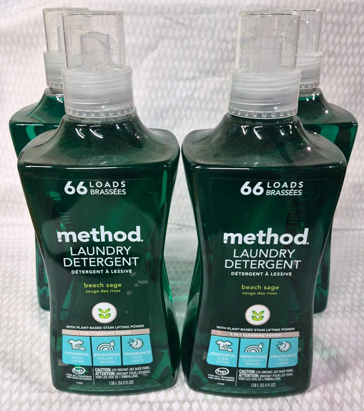 Method Laundry Detergent 66 Loads Beach Sage 53.5 fl oz LOT/4 NEW