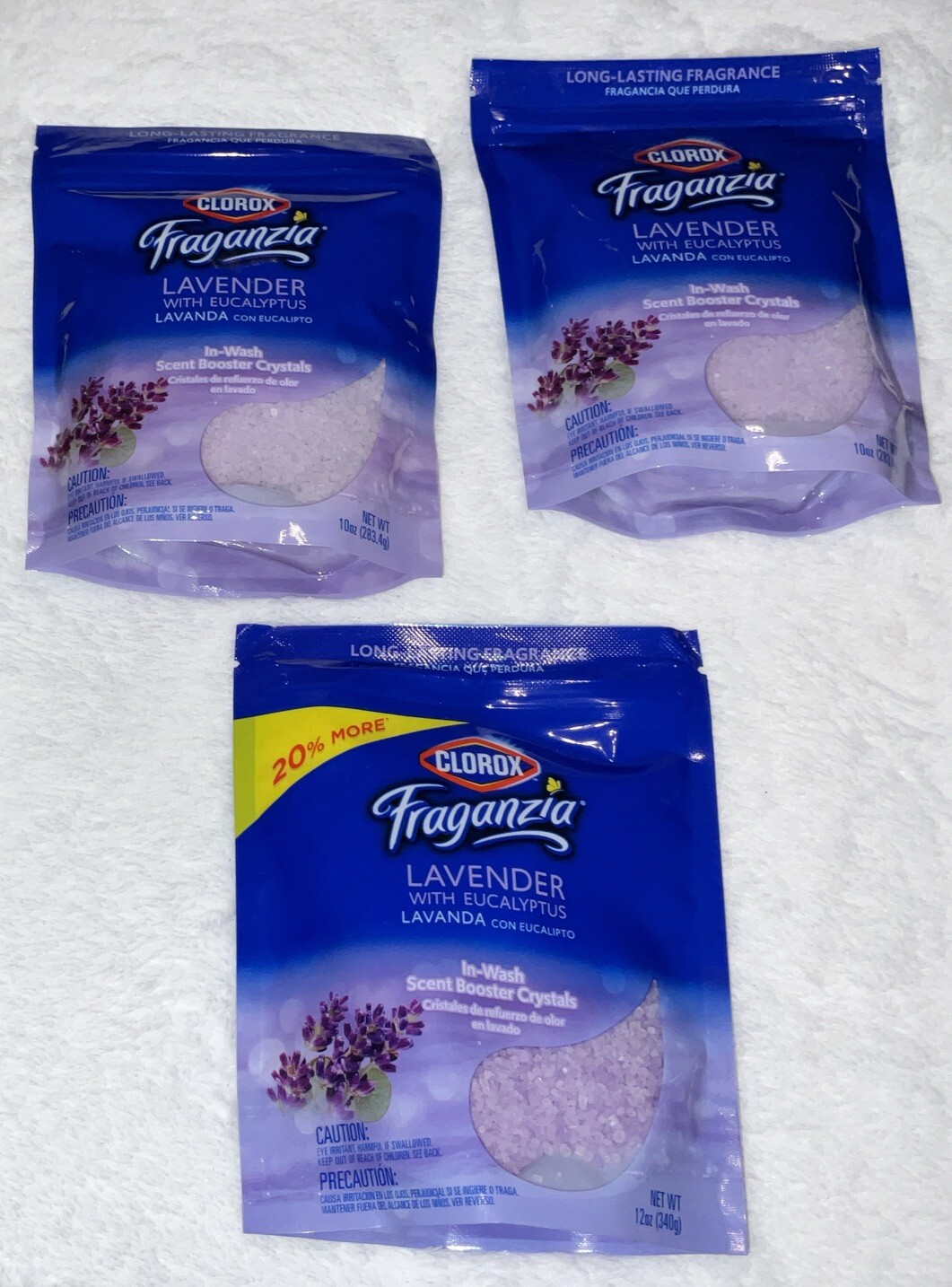 CLOROX FRAGANZIA LAVENDER/EUCALYPTUS INWASH BOOSTER CRYSTALS 10 OZ NEW Lot Of 3