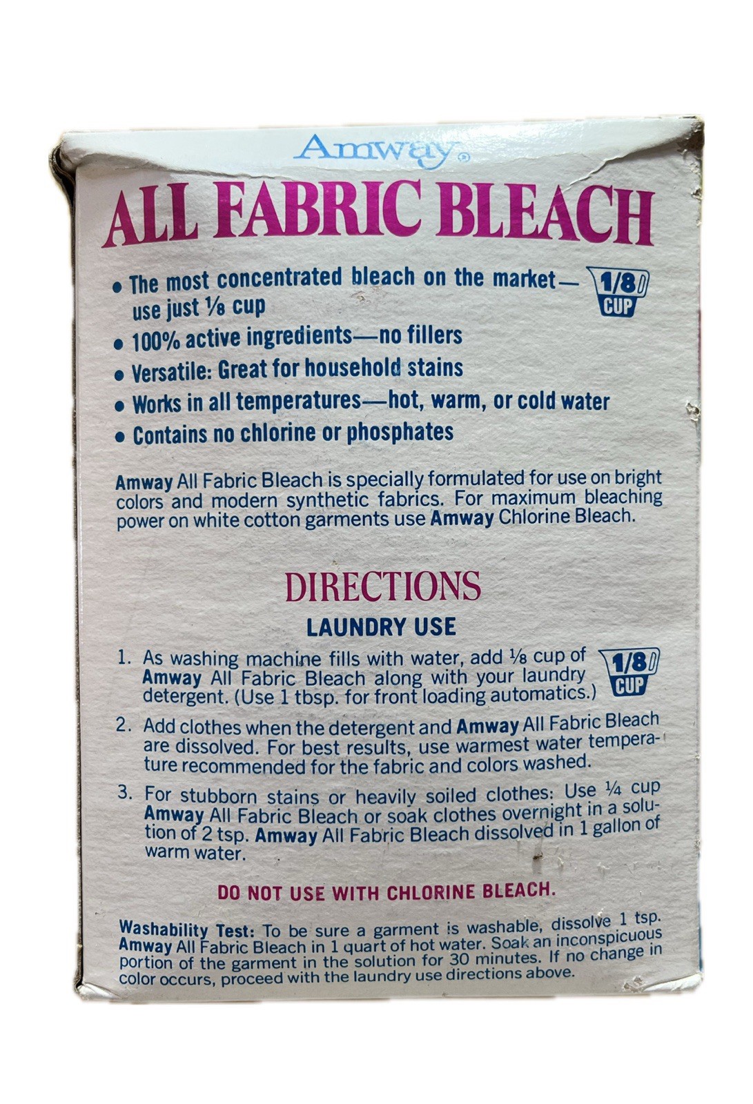 Vintage Amway All Fabric Bleach 48Oz 3 lbs colored fabrics & synthetics Unopened