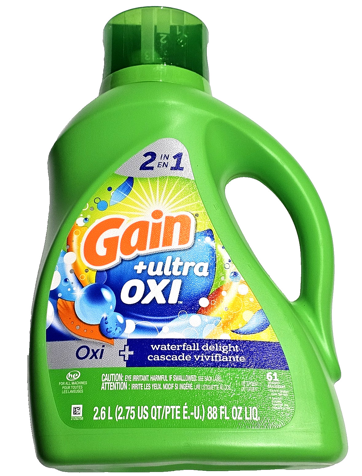 Gain Laundry Detergent + Ultra Oxi 2 In 1 Waterfall Delight 88oz