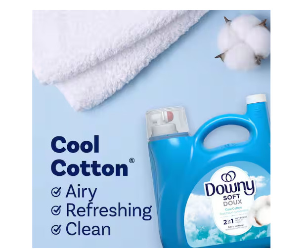 Downy Ultra Cool Cotton Scent Liquid Fabric Softener, 190-Loads, 140 fl. oz.