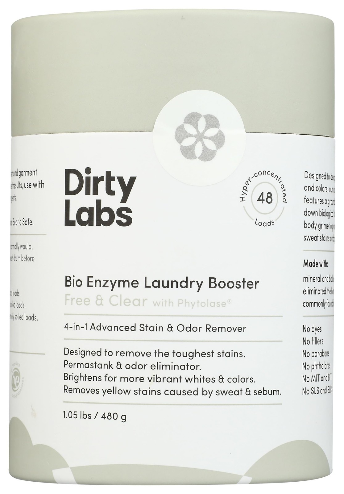 Dirty Labs Scent Free Bio Enzyme Laundry Booster 48 Loads (1 lb) Hyper