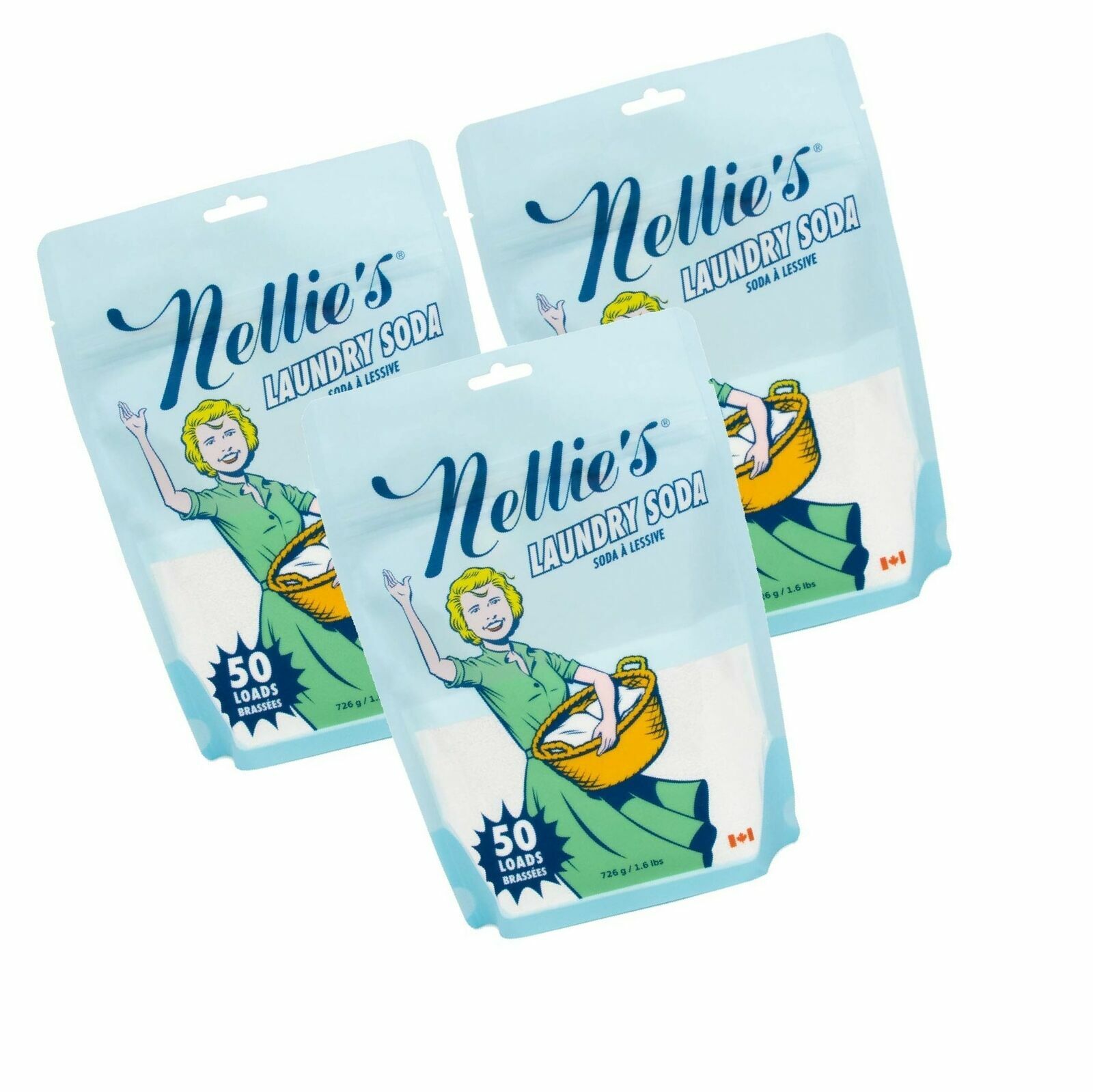 Nellie’s Laundry Detergent Soda – 3- 50 Load = 150 Loads New Sealed