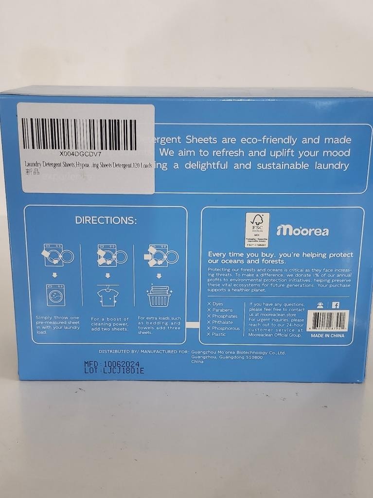 Laundry Detergent Eco Sheets Fragrance Free (120 SHEETS)