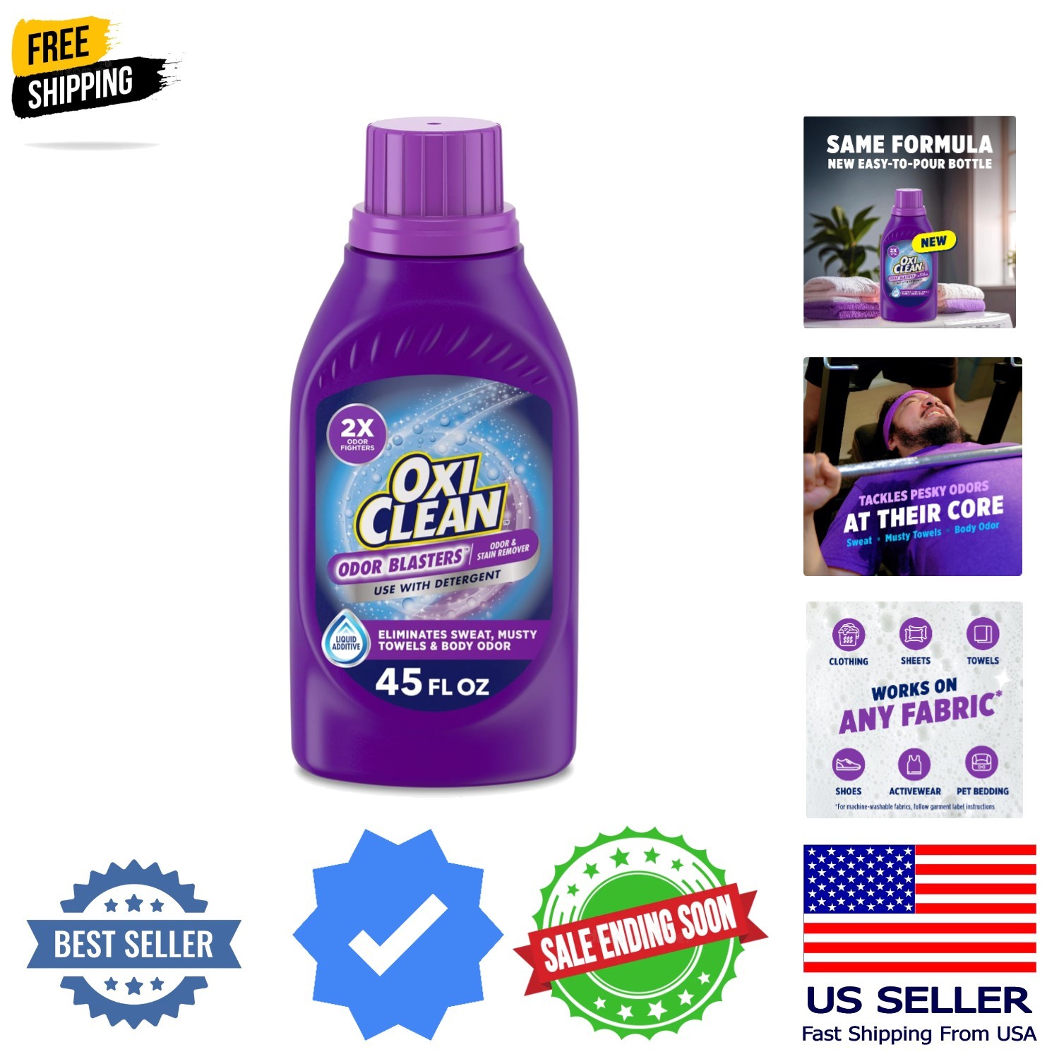 Odor Blasters Odor and Stain Remover Liquid Laundry Additive, Water-Activated…