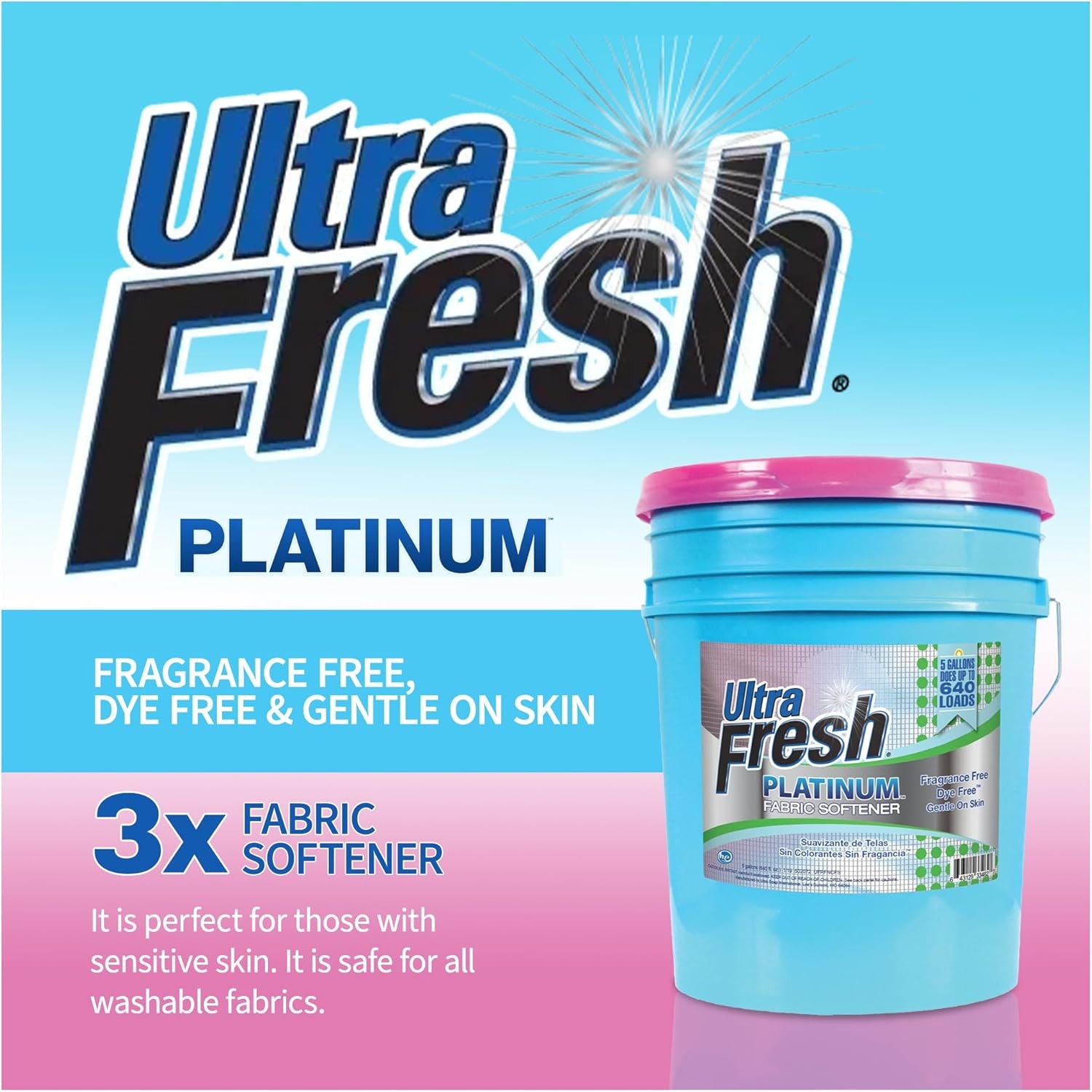 5 Gallon Platinum Fabric Softener All Machine Types Liquid Laundry Softener Up