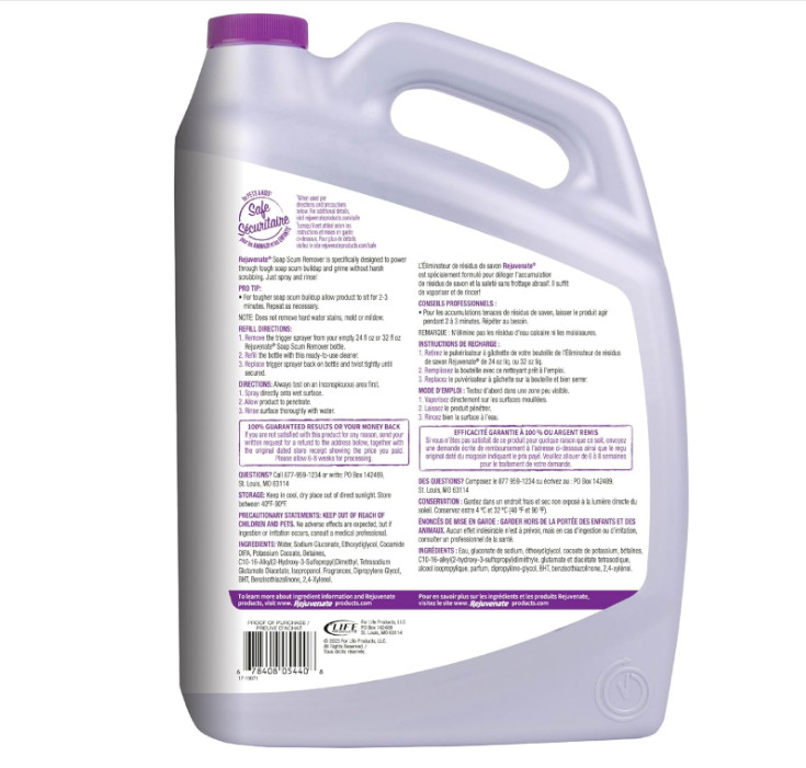 Rejuvenate Scrub Free Soap Scum Remover – Spray & Rinse for Streak-Free Finish