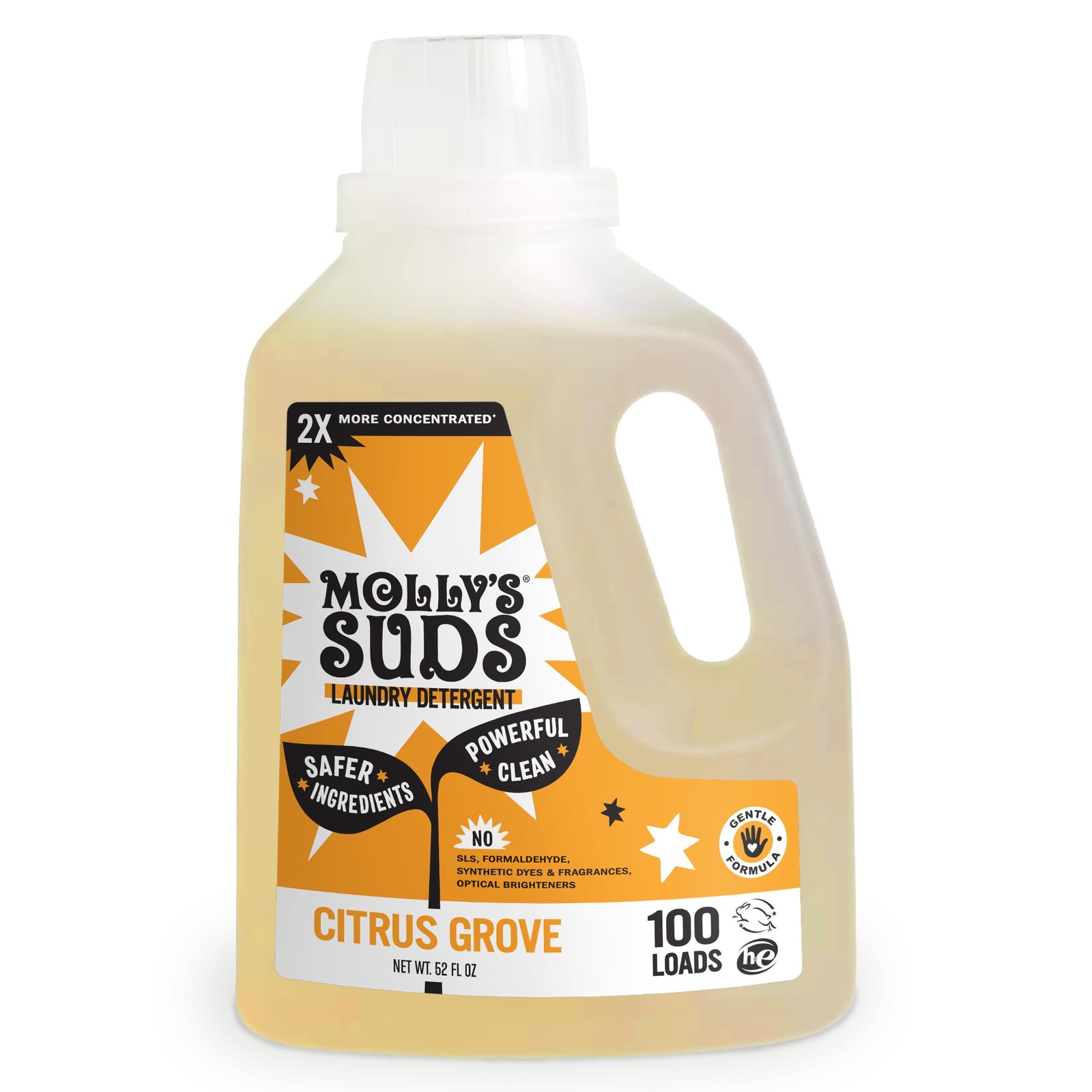 2X Concentrated Liquid Laundry Detergent 100 Loads HE Safe Septic Plant Enzymes
