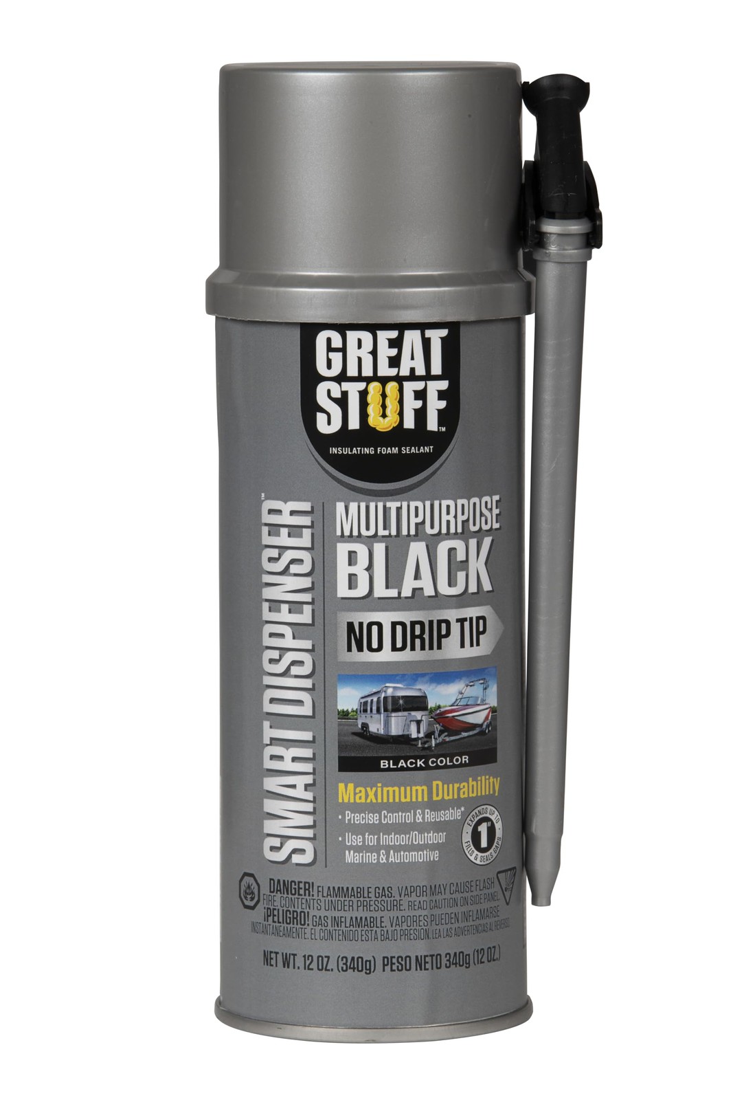 Multipurpose Expanding Foam Sealant Smart Dispenser Black 12 oz