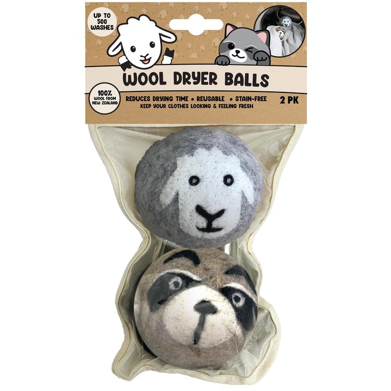 Eco-Friendly Wool Dryer Balls 2pk Reusable Bag Chemical-Free Wrinkle Reduction