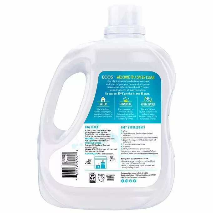 ECOS HE Liquid Laundry Detergent, Magnolia & Lily, 210 Loads, 210 fl oz, 2-count