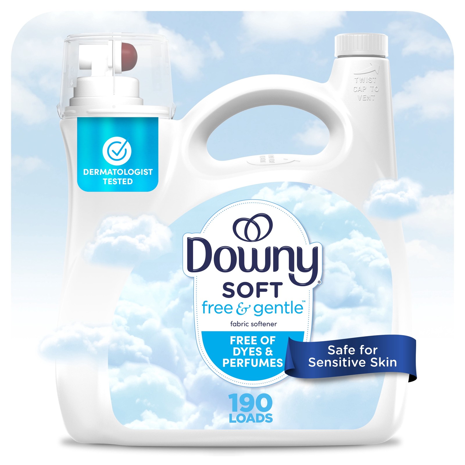 Free & Gentle Fabric Softener and Conditioner, Hypoallergenic, 140fl oz,190Loads