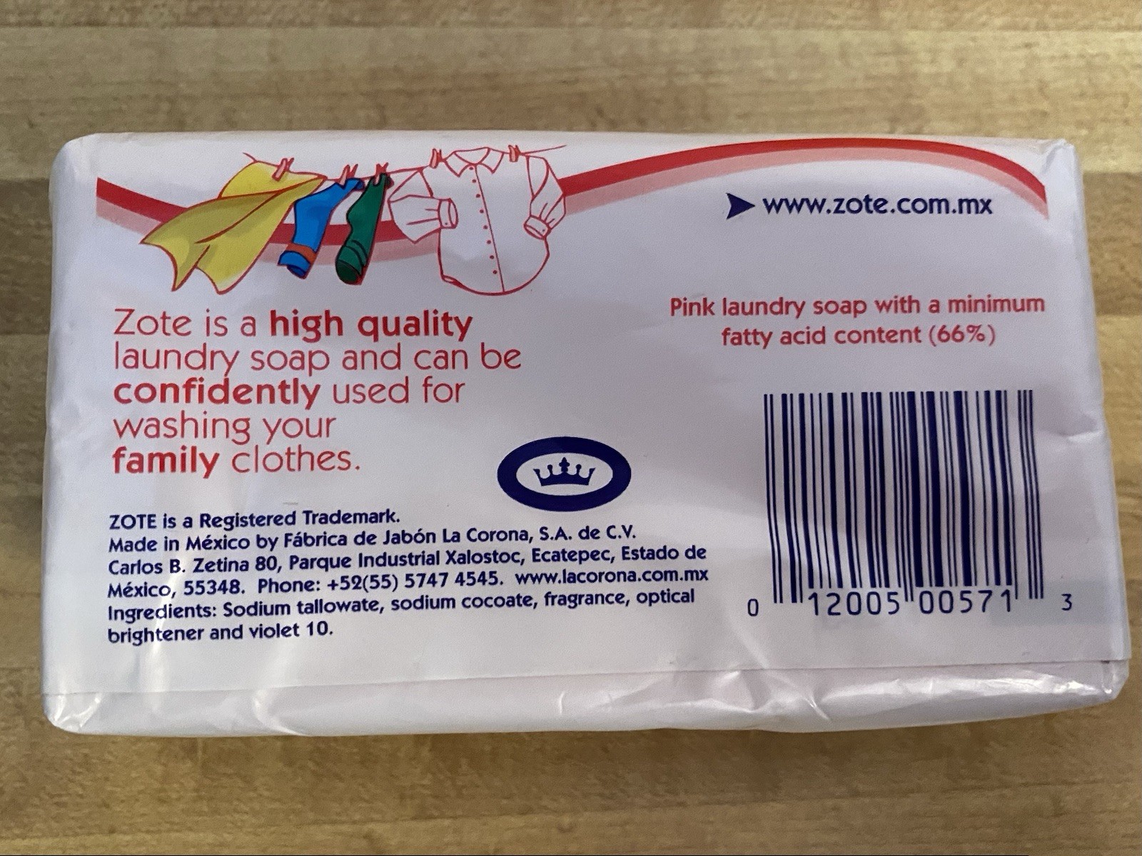 Zote High Quality Large Pink Laundry Soap Bar Washing Clothes Detergent 14.1 oz