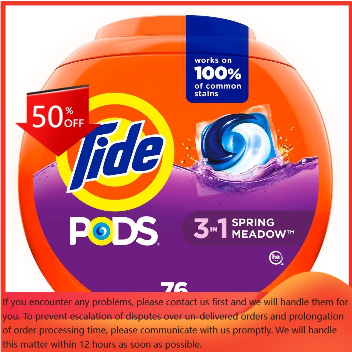 Tide Spring Meadow HE Deep Cleaning Concentrated Detergent Pods 76 Pacs – 57oz