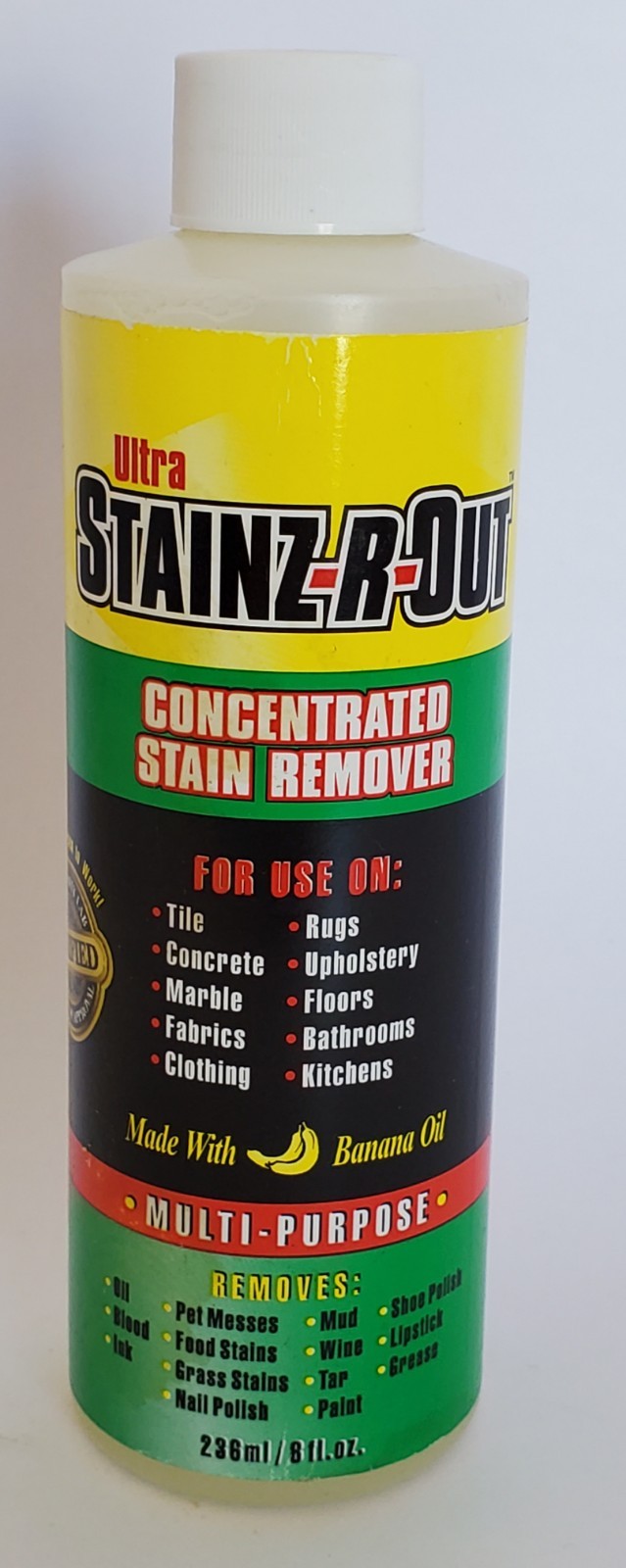 Ultra Stainz R Out Concentrated Stain Remover 8 oz Banana Oil Unopened Bottle