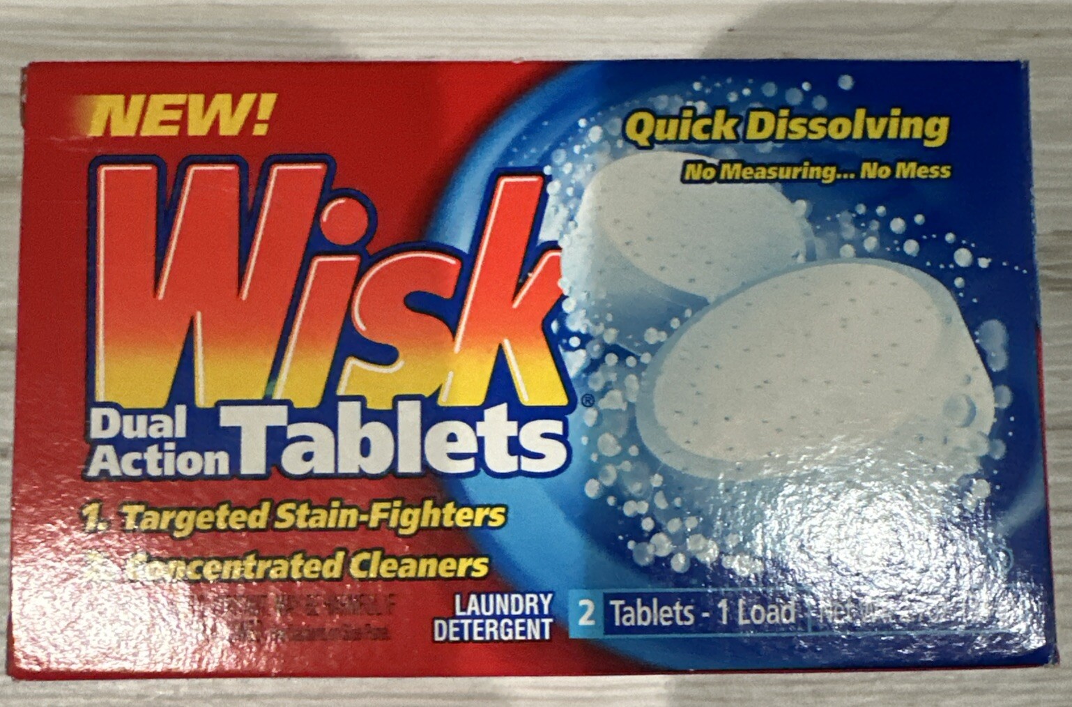 Wisk Dual Action Tablets (Qty 2 – 1 Load) Laundry Detergent Discontinued NEW NOS