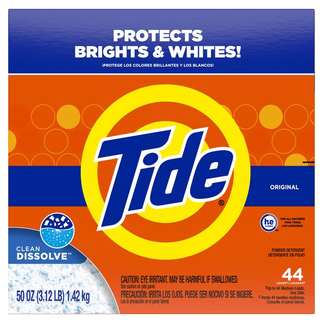 Tide Powder Laundry Detergent, Original Fragrance, 50 oz, Cleans 44 Loads