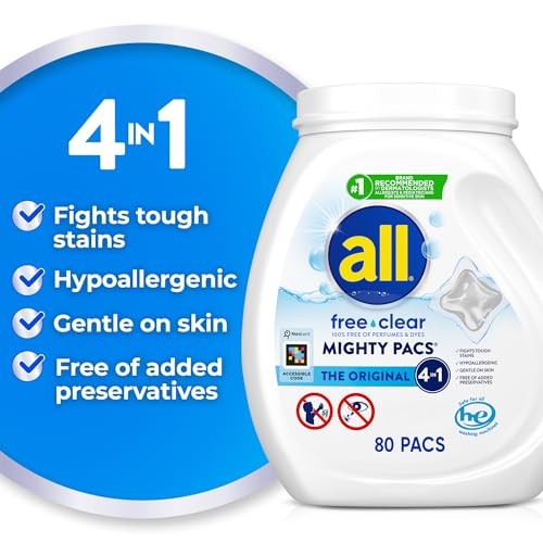 all Free Clear Mighty Pacs Laundry Detergent 80 Count Hypoallergenic Unscented