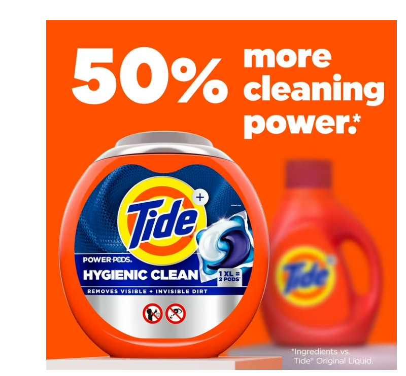 Tide Hygienic Clean Power PODS Laundry Detergent Pacs, Original Scent, 57 Count