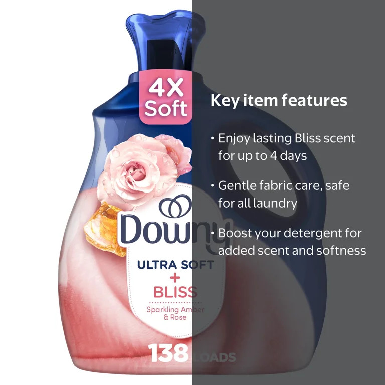 Downy Ultra Soft Plus Fresh Bliss Sparkling Amber And Rose Fabric Softener 93oz