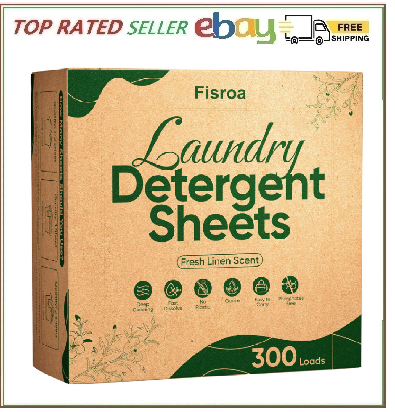 Travel Laundry Detergent Sheets 300 Loads Eco-Friendly Washing Detergent Sheets